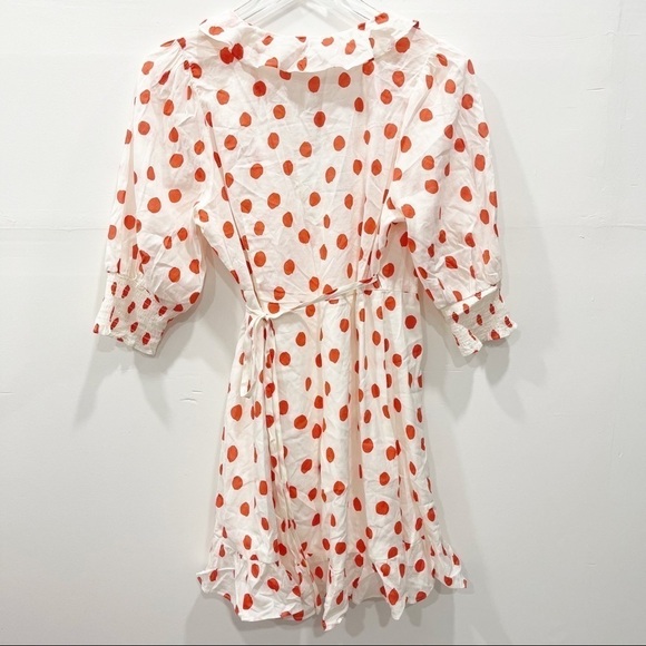 Rixo Target Puff Sleeve Dotted Wrap Mini Dress Cotton Blend Size Small - Picture 3 of 10
